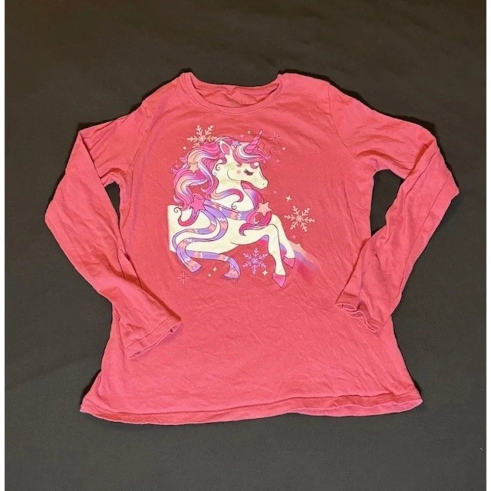Children's Place pink long sleeved tee, unicorn graphic, girls size 14